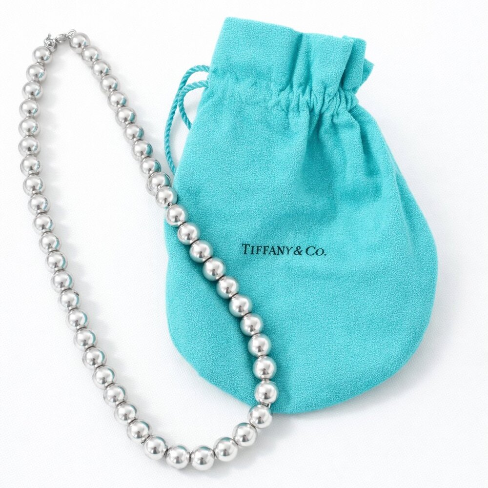 Tiffany & Co. 925 Sterling Silver 9.5mm Ball Bead Necklace